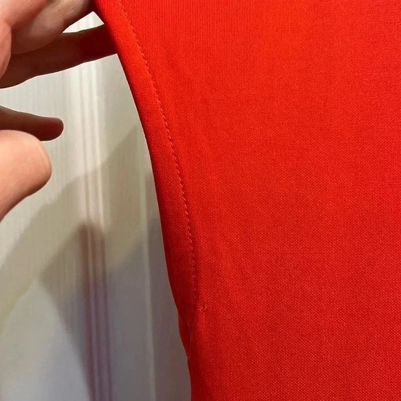 Lauren Ralph Lauren Red Shift Shirt Dress Short Cap Sleeve Size Small Flaw - Picture 4 of 9